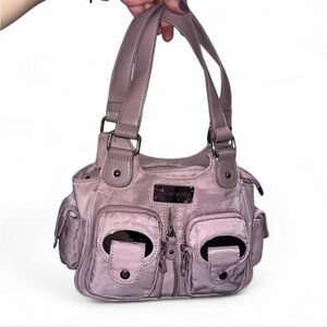 SOLD-Brand New Generation Kiss Pink Shoulder Bag With Pockets & Silver Hardware